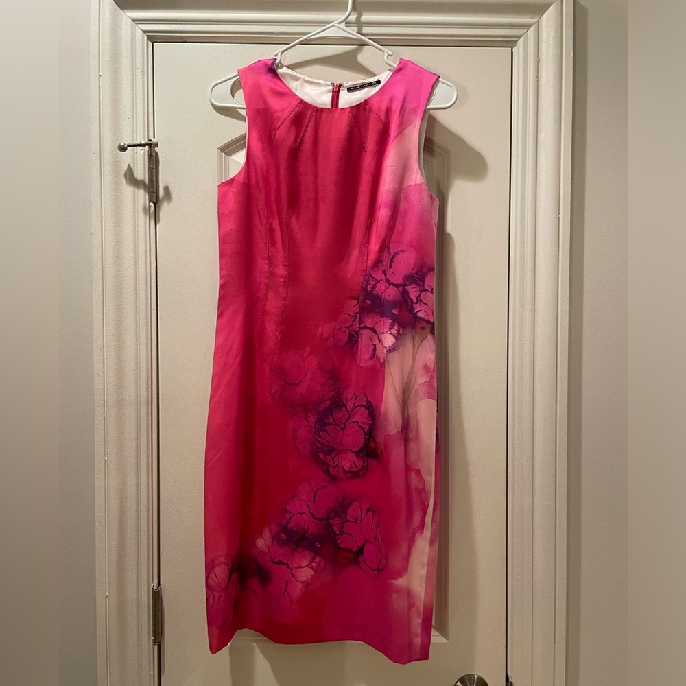 Silk ellie tamari hot pink dress with floral detail